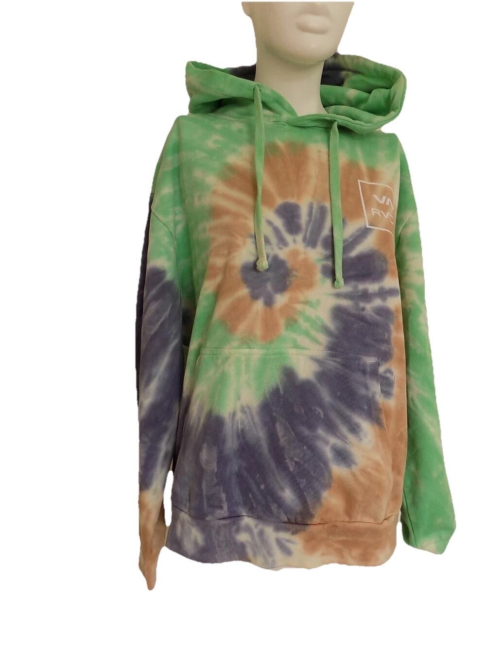RVCA tie dye hoodie sweatshirt kangaroo pocket womens size 10 Medium NWT